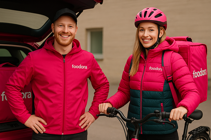 Delivery courier with bike